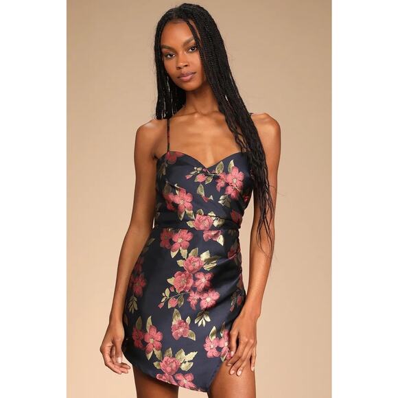 Lulus Jaqcard Floral Skort Romper - Picture 2 of 6